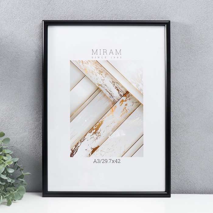

Фоторамка пластик "МИРАМ" 29.7х42 см, (A3) чёрный (пластиковый экран)