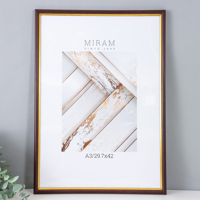 

Фоторамка пластик "МИРАМ" 29.7х42 см, (A3) бук с золотом (пластиковый экран)