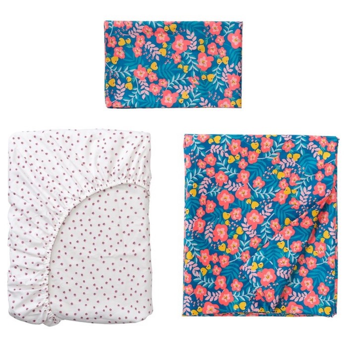 фото Детское постельное белье рёранде, 3 предмета, 60x120 см, цвет синий/розовый ikea