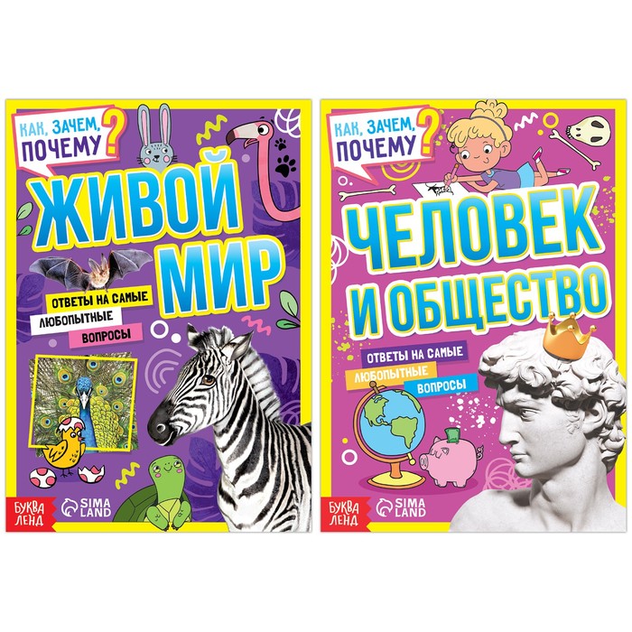 

Набор обучающих книг «Как, зачем, почему Мир, человек и общество», 2 шт.