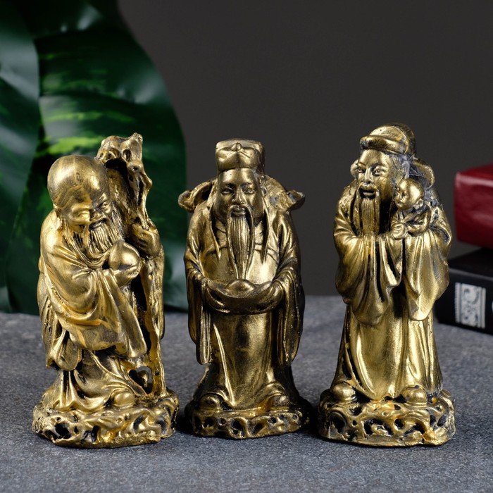 Набор фигур Три восточных старца состаренное золото, высота 11см