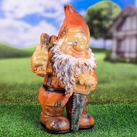 

Садовая фигура "Гном с бревнами в очках" 40см