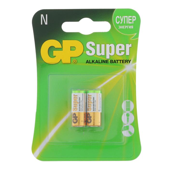 Батарейка алкалиновая GP Super, LR1 (910A)-2BL, 1.5В, блистер, 2 шт. gp батарейка алкалиновая gp super lr1 910a 2bl 1 5в блистер 2 шт