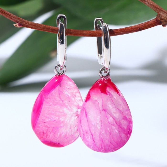 Серьги Агат розовый капля мини 360₽