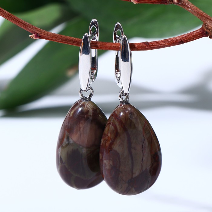Серьги Агат коричневый капля мини 389₽