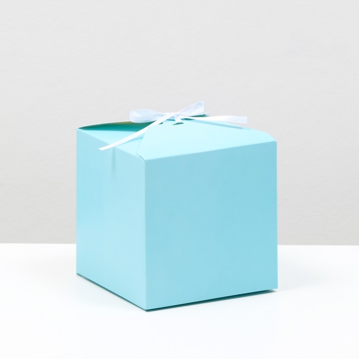 Коробка складная голубая, 14 х 14 х 14 см коробка складная фотографичный 5 х 14 х 3 см
