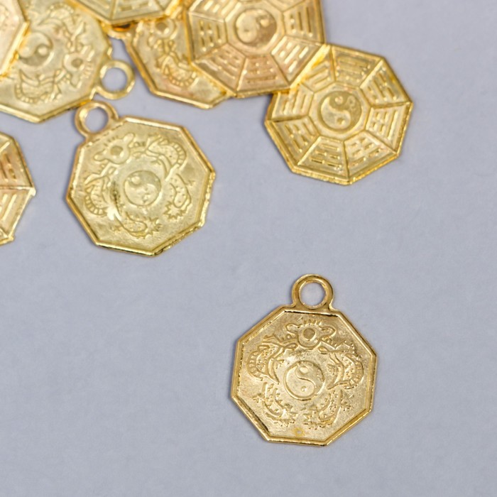 Сувенир металл подвеска Фэн-шуй монета золото 1,3х1,2 см