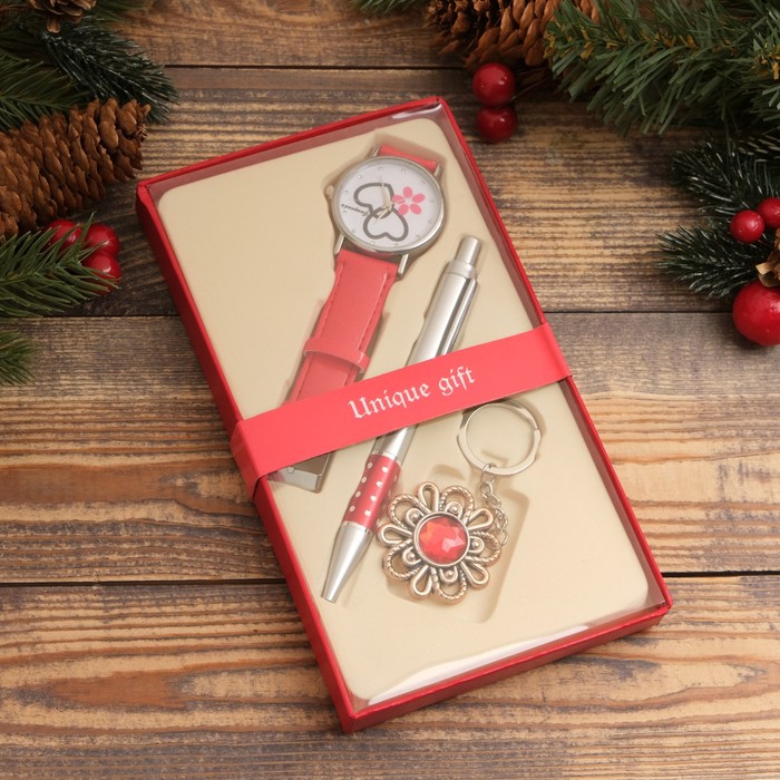 Набор подарочный 3в1 (ручка, часы, брелок) набор подарочный 3в1 ручка зеркало брелок