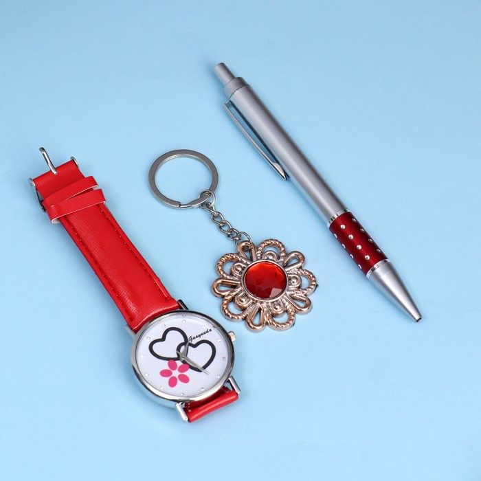 Набор подарочный 3в1 (ручка, часы, брелок)