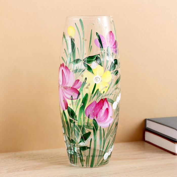 Ваза "Цветы", овальная, блёстки