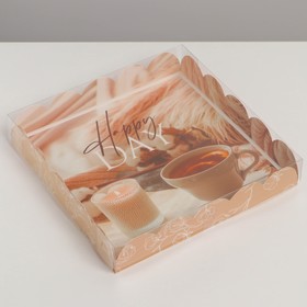 Коробка для кондитерских изделий с PVC крышкой «Уютный вечер», 18 × 18 × 3 см Ош