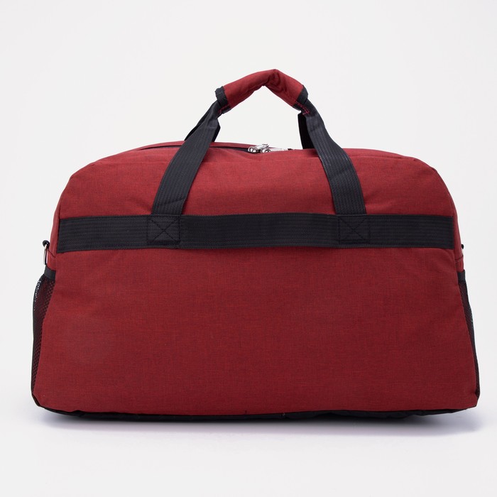 фото Сумка спортивная на молнии, 3 наружных кармана, держатель для чемодана, длинный ремень, красный