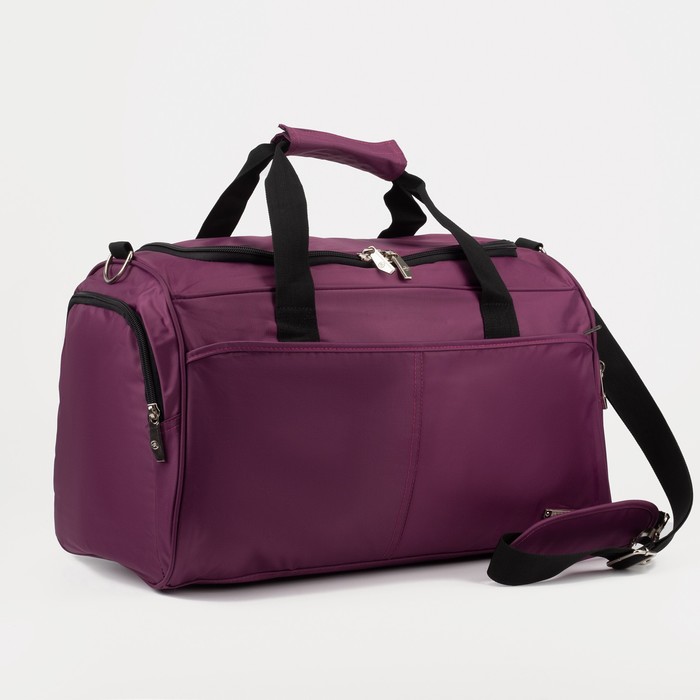 фото Сумка спортивная, отдел на молнии, 3 наружных кармана, длинный ремень, цвет фиолетовый