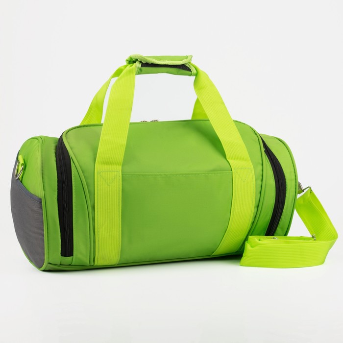 фото Сумка спортивная, отдел на молнии, наружный карман, длинный ремень, цвет зелёный