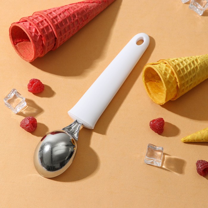 фото Ложка для мороженого доляна «сливки», 21×4,4×2,8 см, цвет белый