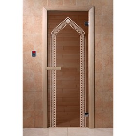 Дверь «Арка», размер коробки 190 × 70 см, 6 мм, 2 петли, правая, цвет бронза Ош