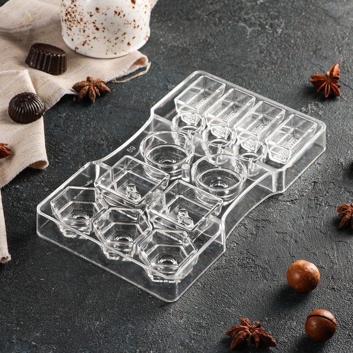 фото Форма для шоколада и конфет «капри», 14 ячеек, 20×12×2,5 см, глубина 2 см