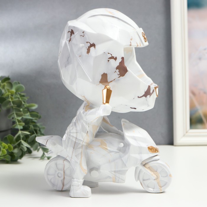 

Сувенир полистоун подставка "Мотоциклист" белый мрамор 26х14х19,5 см