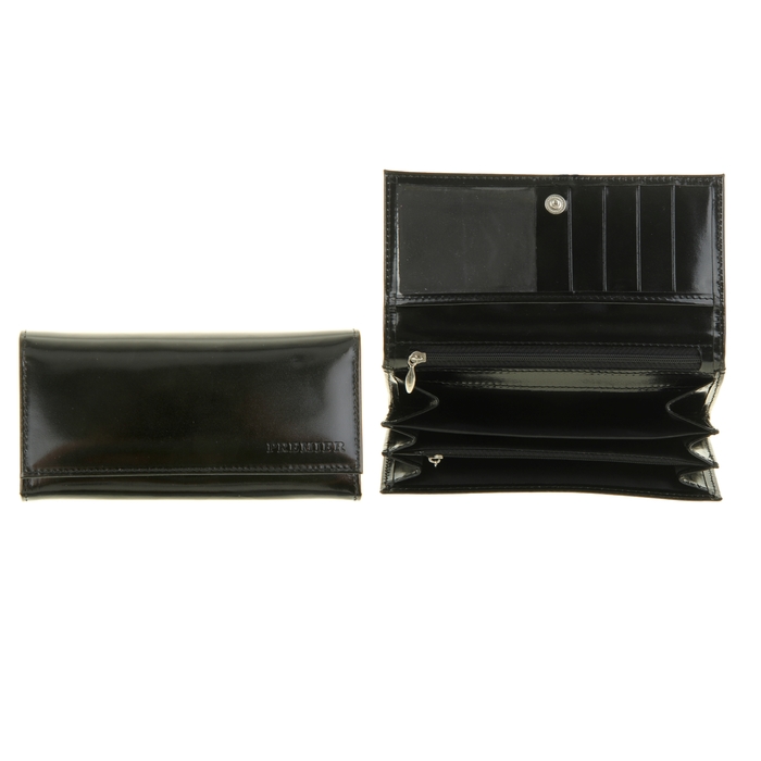 Кошелёк женский на кнопке, 3 отдела для купюр, для монет, для кредитных карт, цвет чёрный