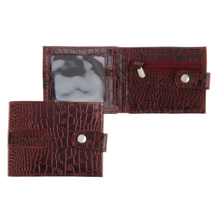 Портмоне, натуральная кожа 11х1х9, крокодил бордо