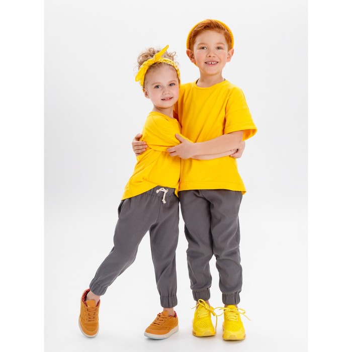 фото Костюм: футболка и брюки детский jump, рост 98-104 см, цвет желтый, серый amarobaby