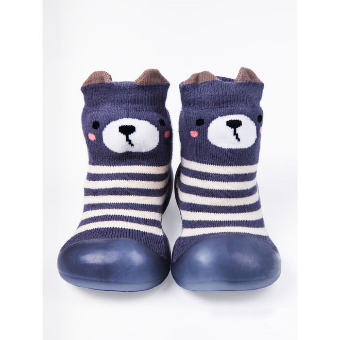 Ботиночки-носочки детские First step bear, размер 21, цвет мокрый асфальт