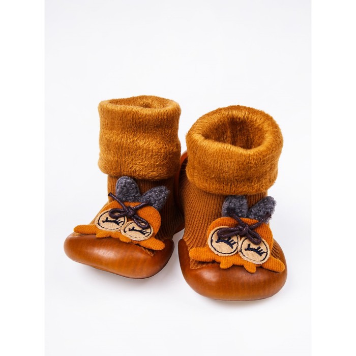 Ботиночки-носочки детские First step lil puff, размер 21, цвет коричневые