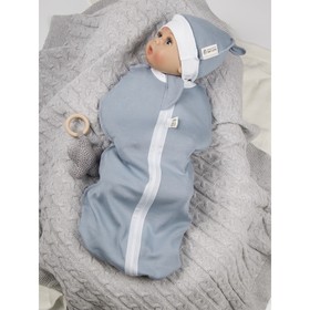 

Фигурная пеленка-кокон на молнии с шапочкой Curly, размер 56-68 см, цвет серый