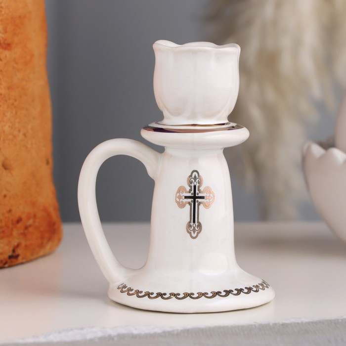 

Подсвечник с ручкой, гжель, 5х4 см, микс