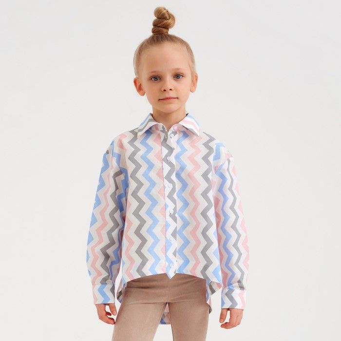

Рубашка для девочки MINAKU: Cotton Collection цвет белый, рост 110