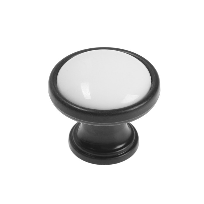 Ручка-кнопка CAPPIO, РК101, d=32 мм, пластик, цвет черный с белой вставкой ручка кнопка тундра рк101 цвет хром с черной вставкой