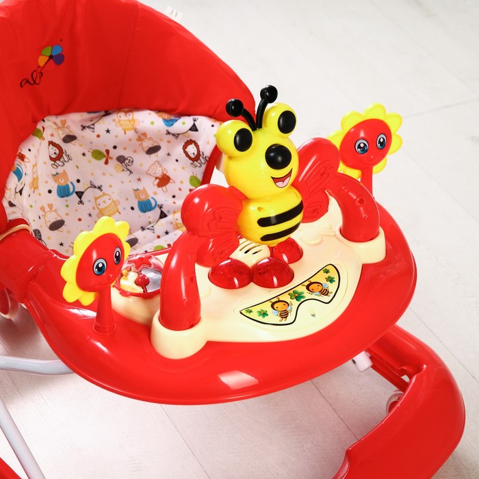 фото Ходунки «пчелка», 8 силик. колес, муз., свет, игрушки, красный alis