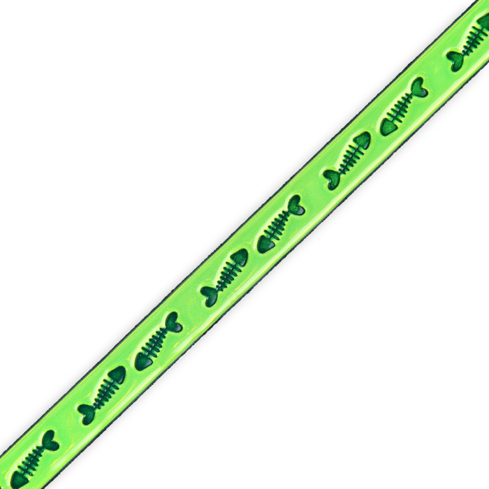 Ошейник кошачий со светоотражающим покрытием "Рыбки", 30 х 1 см, зелёный
