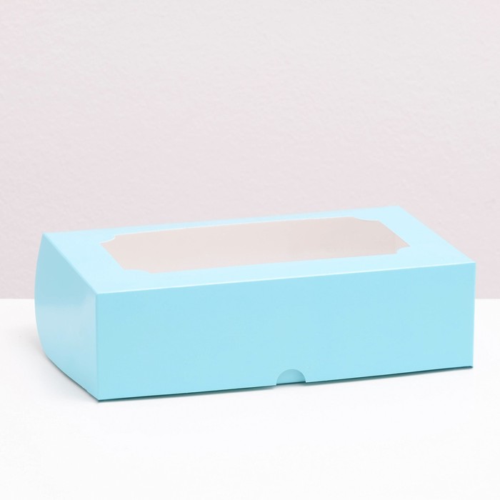 Кондитерская коробка складная под зефир ,голубой, 25 х 15 х 7 см