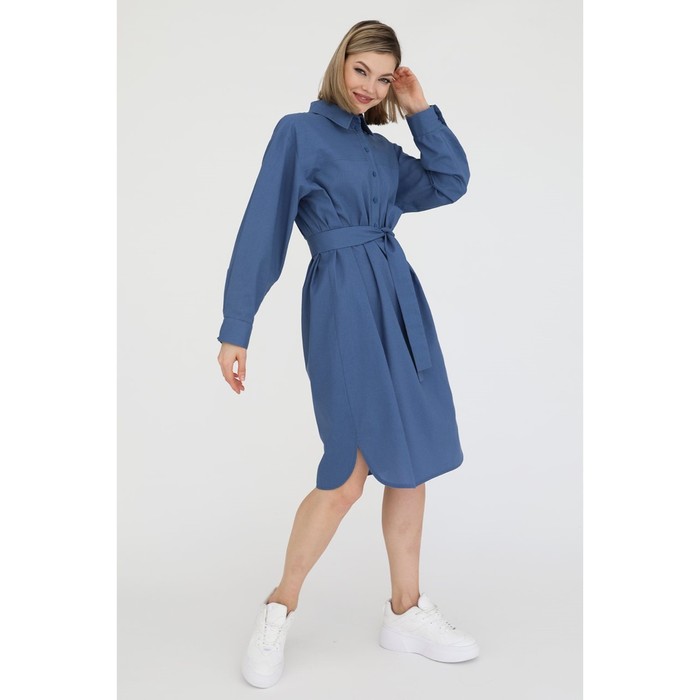 Платье рубашка женское LookLikeCat, размер 42, цвет синий