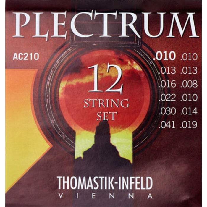 Комплект струн для 12-струнной акустической гитары AC210 Plectrum сталь/бронза, 010-041 ac210 plectrum комплект струн для 12 струнной акустической гитары сталь бронза 010 041 thomastik