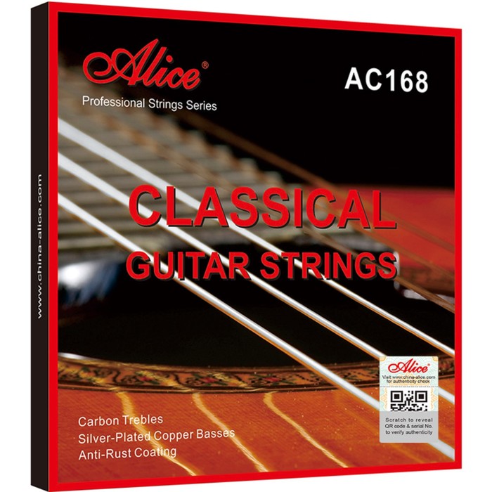 ac168 h комплект струн для классической гитары посеребренные сильное натяжение alice Комплект струн для классической гитары AC168-H посеребренные, сильное натяжение