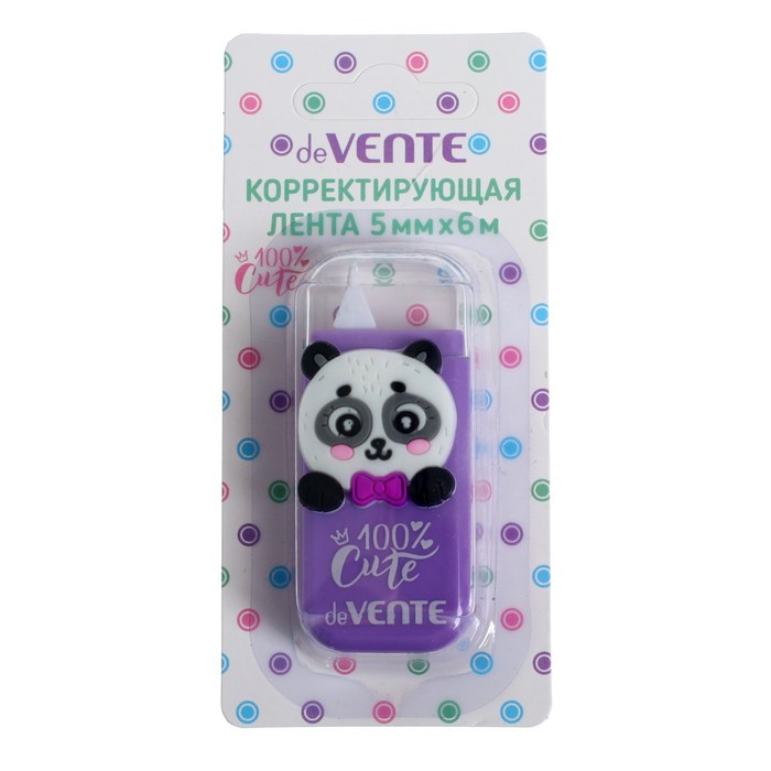 Корректирующая лента 5 мм х 6 м, deVENTE, 100% Cute Panda, фронтальный аппликатор корректирующая лента meshu cute friends 5 мм х 6 м в ассортименте