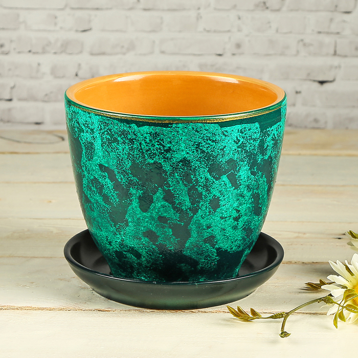 Кашпо "Бархат" бирюзовое 1 л