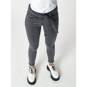 

Джинсы зауженные к низу женские тёмно-серого цвета, размер 46-48