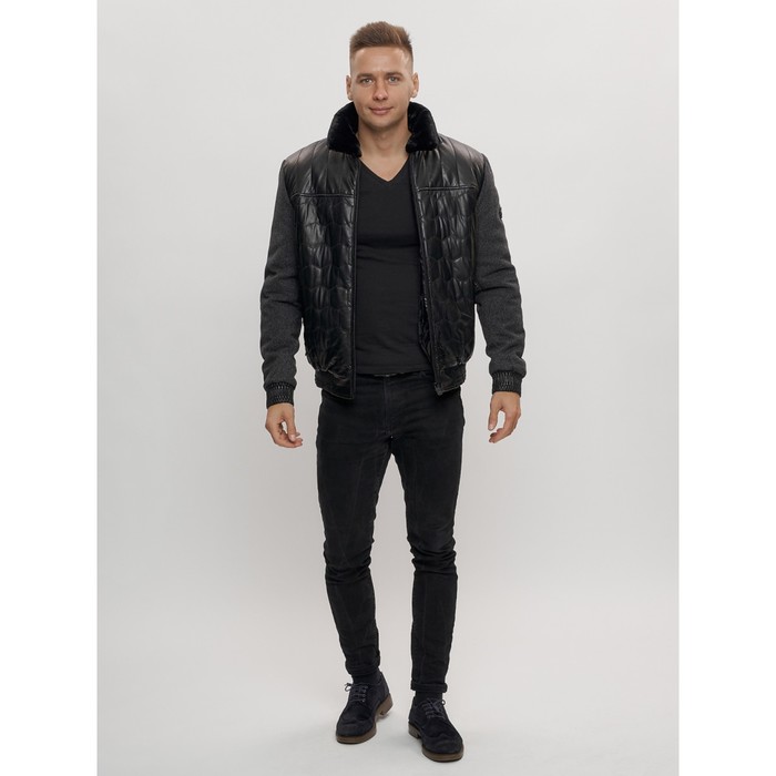 фото Классическая куртка из экокожи мужская чёрного цвета, размер 54 mtforce