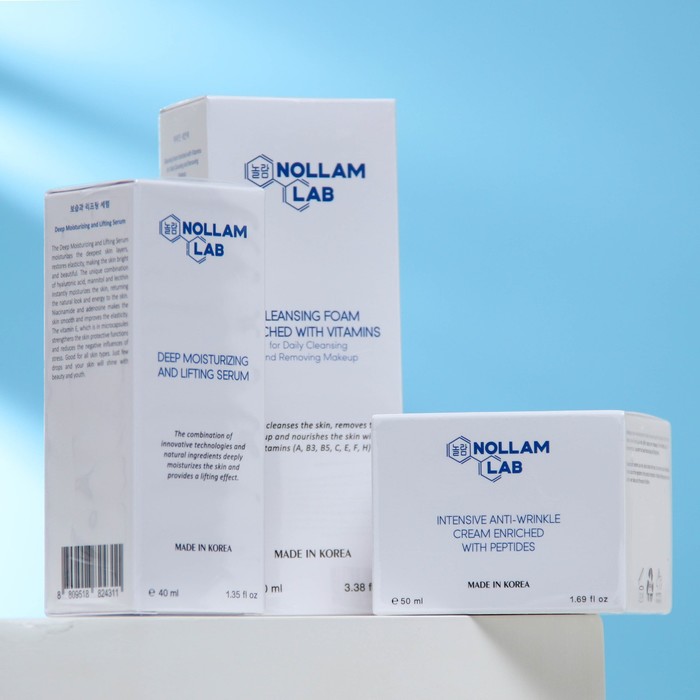 

Подарочный набор против морщин NOLLAM LAB Пенка, сыворотка, .крем против морщин, 190 мл
