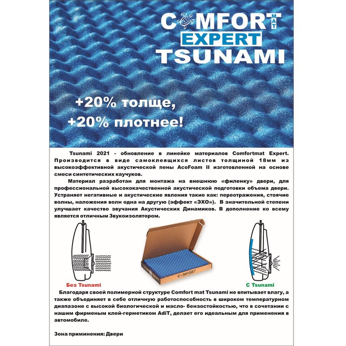 Акустический материал Comfort mat Tsunami New, размер 500x350x15 мм