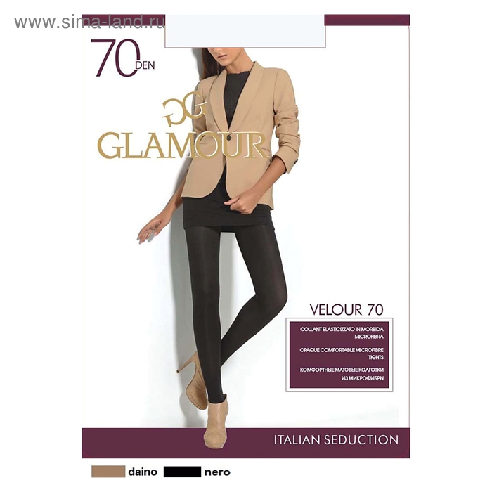 

Колготки женские GLAMOUR Velour 70 цвет черный (nero), р-р 3