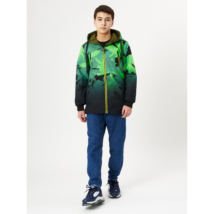Куртка двусторонняя для мальчика зелёного цвета, рост 134