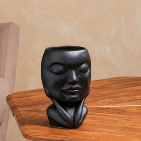 

Фигурное кашпо "Лицо", чёрное, керамика, 17 см, 1 л