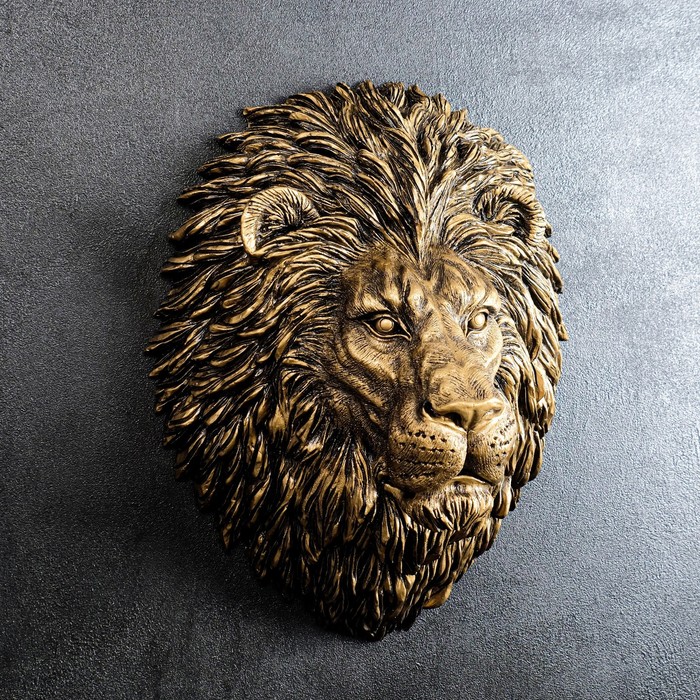 Подвесной декор "Голова льва" бронза, 24x33x42см