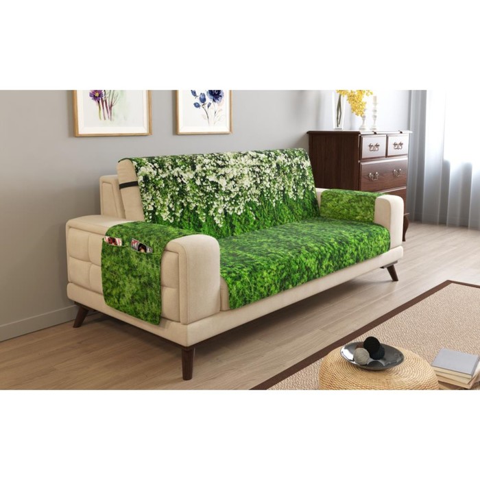 Дивандек на 2х местный диван с подлокотниками, размер 135x165 см + 30 см клапан