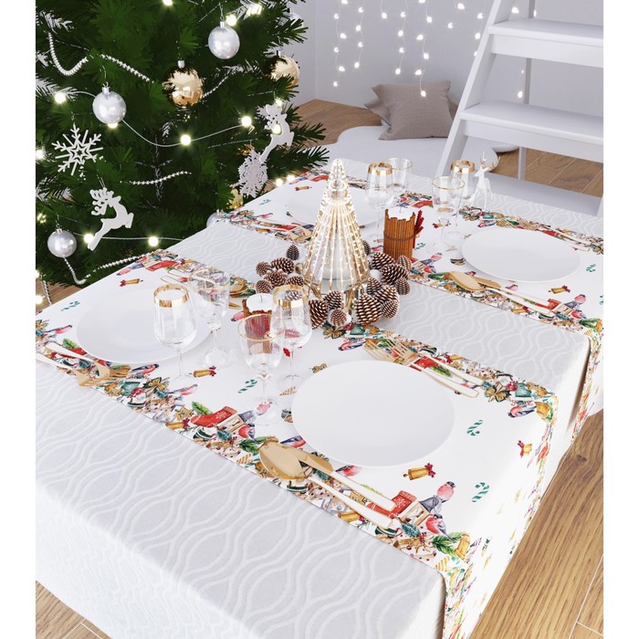 фото Дорожка на стол «волшебство нового года», размер 140x40 см сирень