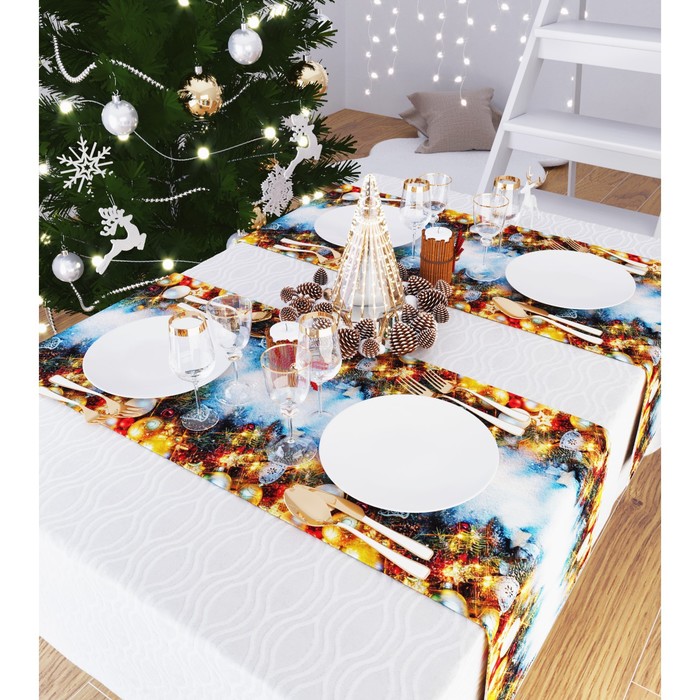 фото Дорожка на стол «волшебство новогодней ночи», размер 140x40 см сирень